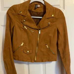 H&M Brown Suede Blazer with Gold Accents